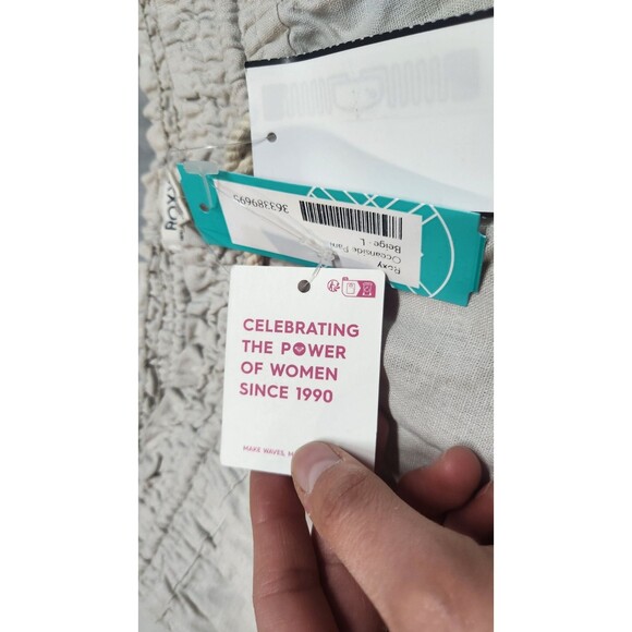 Roxy Oceanside Linen Blend Pant Women's L Stone Drawstring Beach Pants NWT - Picture 7 of 11